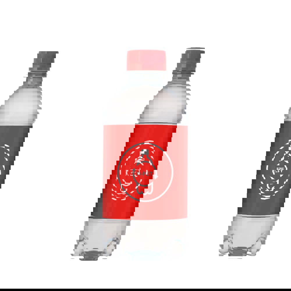 Bronwater 330 ml met draaidop - bedrukt of onbedrukt verkrijgbaar - Transparant/Rood