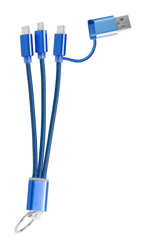 Rashort - sleutelhanger met USB-oplaadkabel - bedrukt of onbedrukt verkrijgbaar - blauw