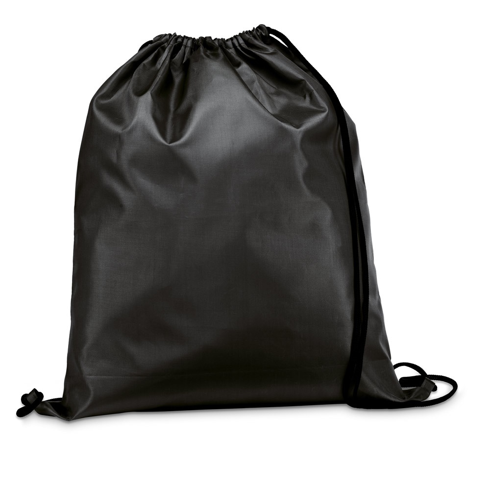 CARNABY. 210D rugzak met zwarte trekkoorden - kopen of bedrukken - Zwart