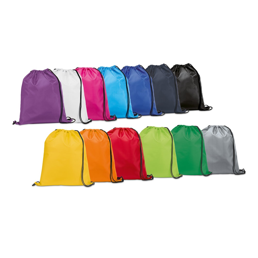 CARNABY. 210D rugzak met zwarte trekkoorden - kopen of bedrukken