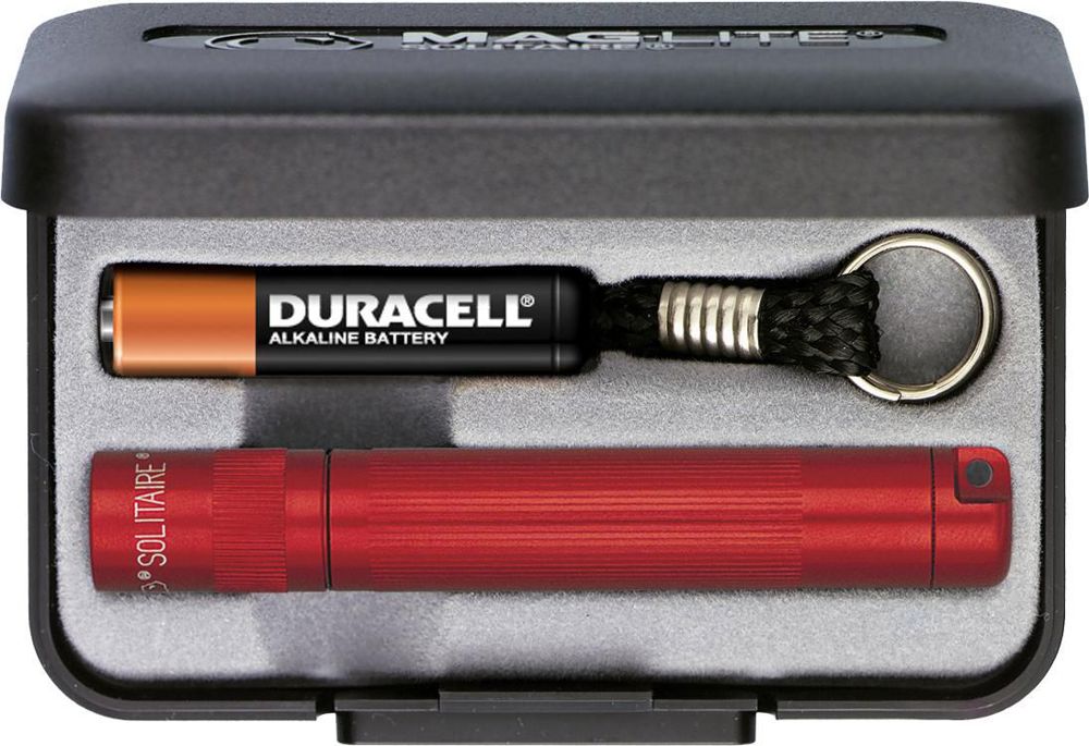 Aluminium Maglite Solitaire zaklamp - bedrukt of onbedrukt verkrijgbaar - Rood