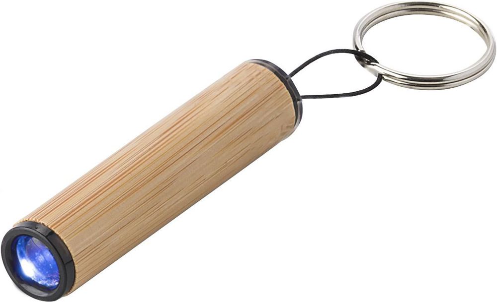 Bamboe mini-zaklamp met sleutelhanger Ilse - kopen of bedrukken