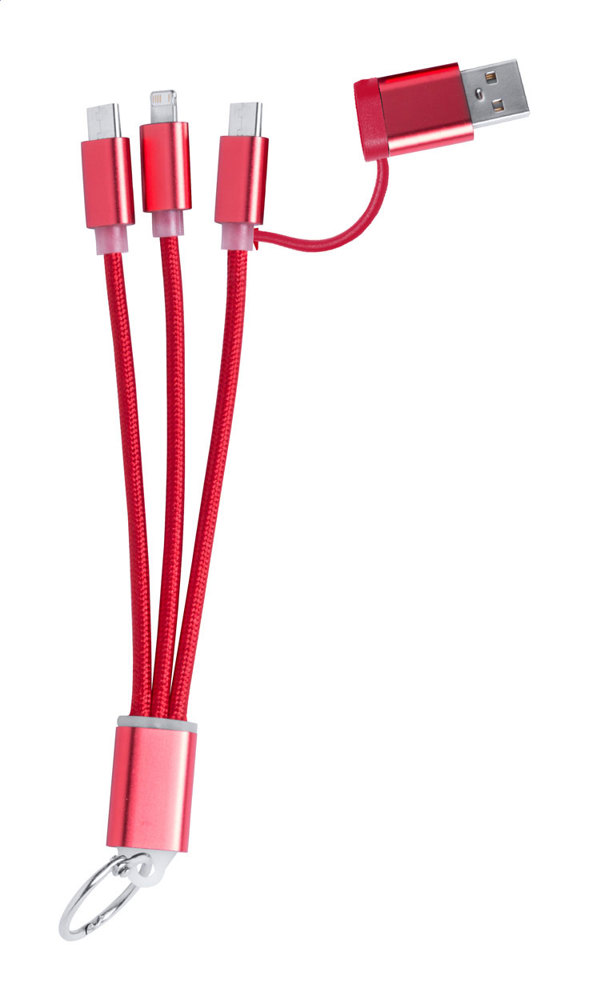 Rashort - sleutelhanger met USB-oplaadkabel - bedrukt of onbedrukt verkrijgbaar - rood