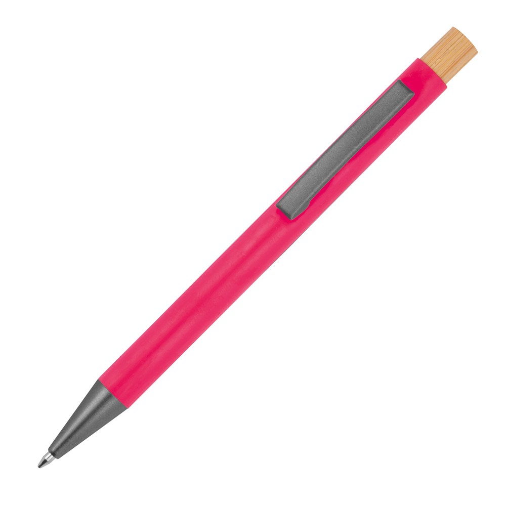 Pen van gerecycled aluminium met bamboe drukker - met logo of onbedrukt bestellen - Paars