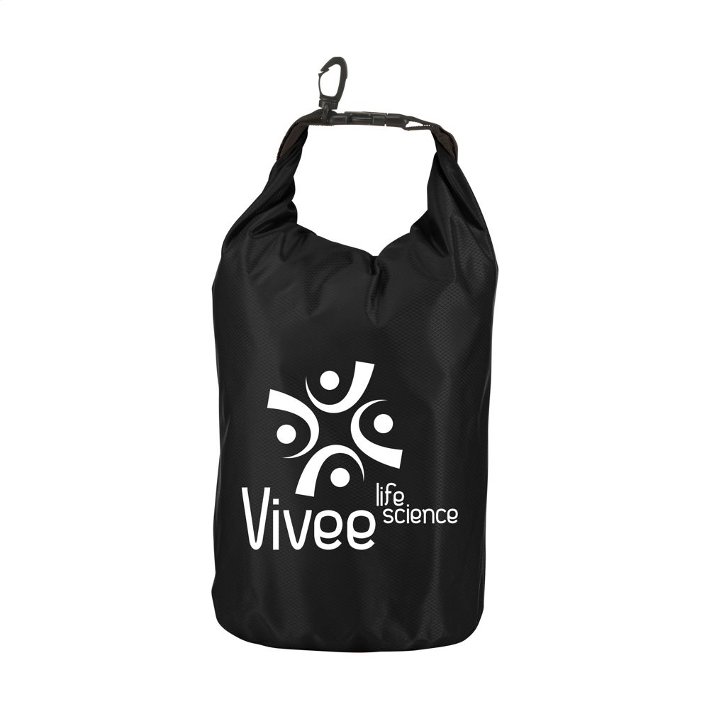 Drybag 5 L waterdichte tas - bedrukt of onbedrukt verkrijgbaar - Zwart