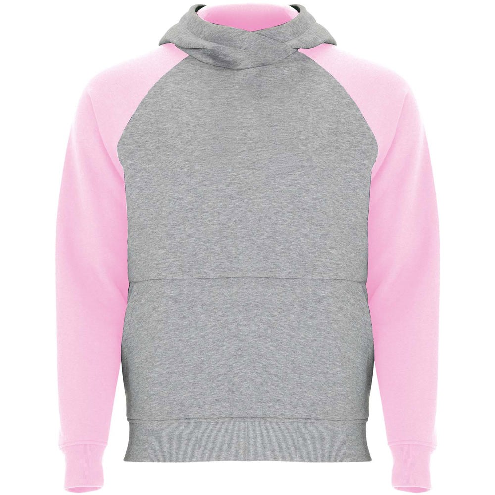 Badet tweekleurige kinderhoodie - met logo of onbedrukt bestellen - Gemêleerd grijs, Lichtroze