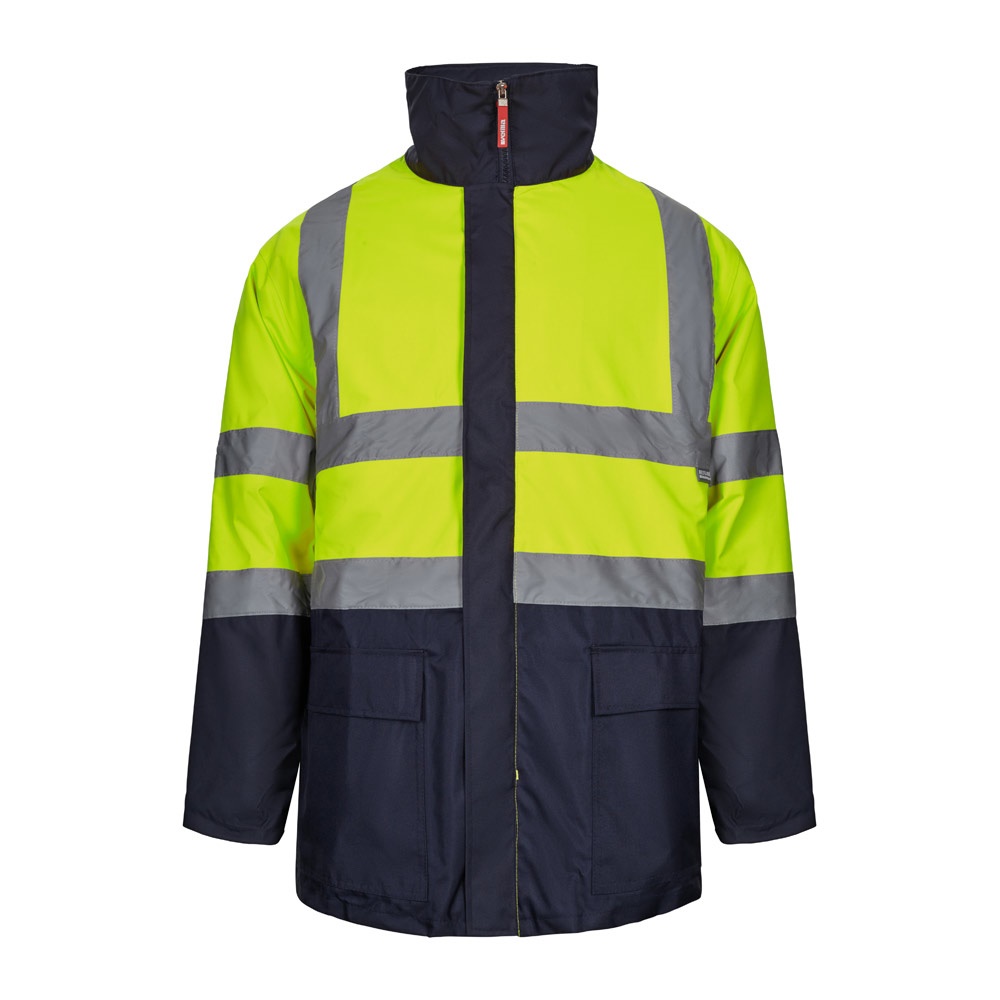 VL JUNO LARGE. Tweekleurige 4-in-1 parka (180g/m²) van polyester (100%) met PU-coating - Marineblauw, Geel