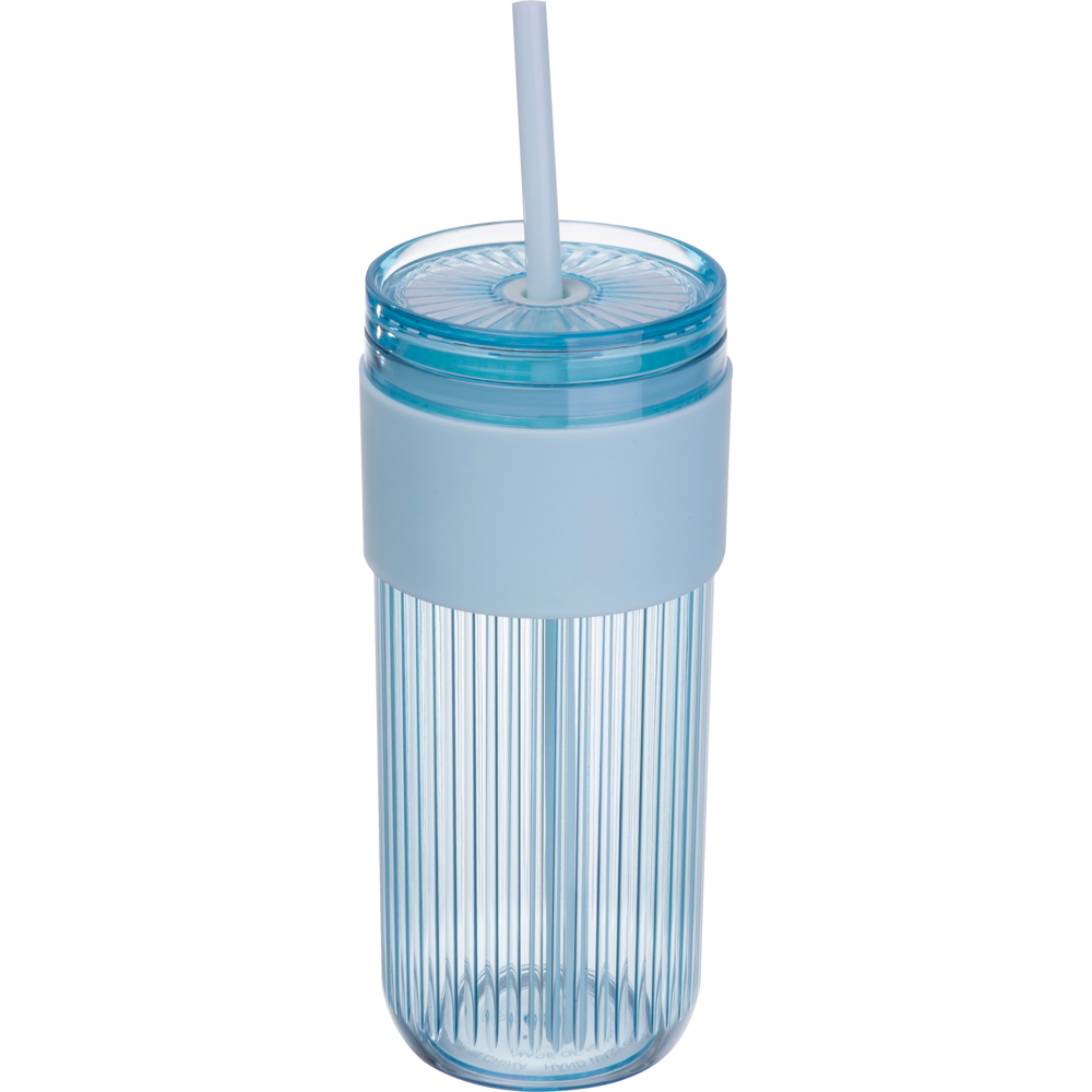 Beker met rietje, 660 ml - Lichtblauw
