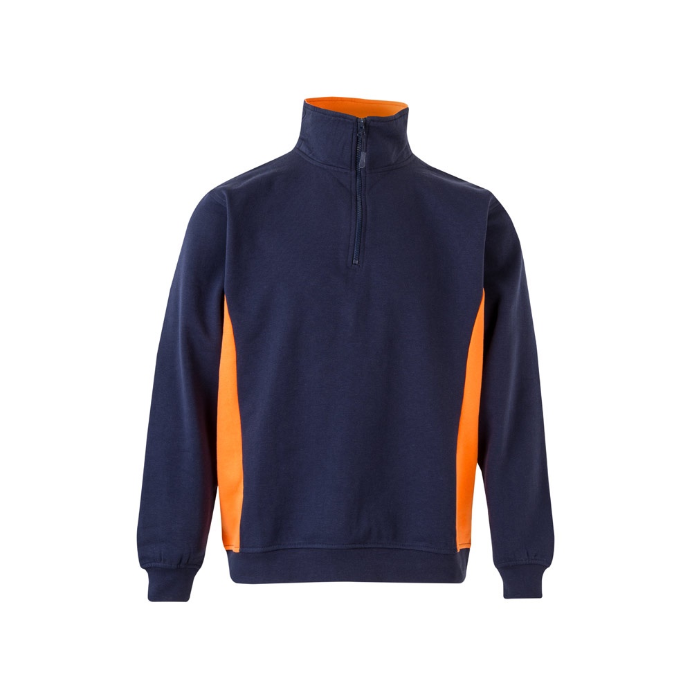VL SVAROG. Tweekleurig sweatshirt van badstof (260g/m²), van polyester (65%) en katoen (35%) - voor bedrijven - Marineblauw, Oranje
