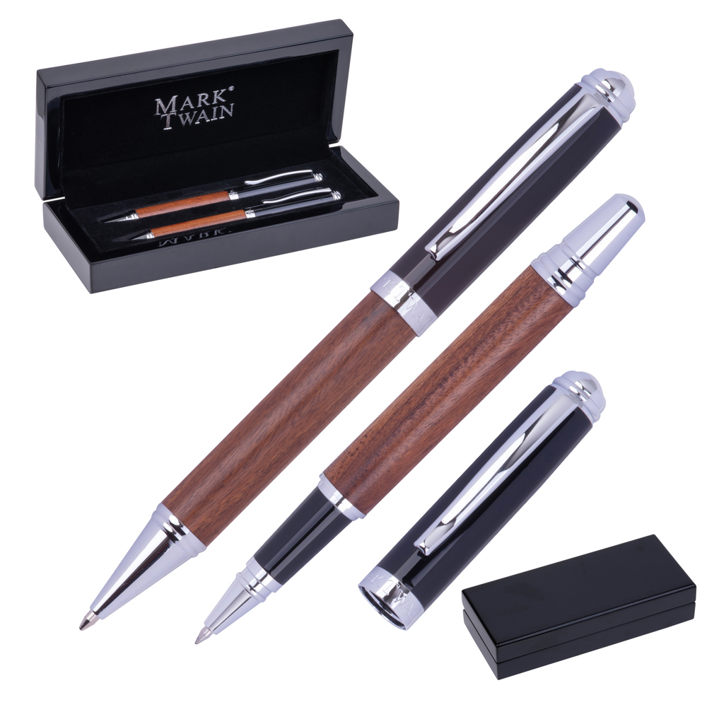 Mark Twain houten schrijfset