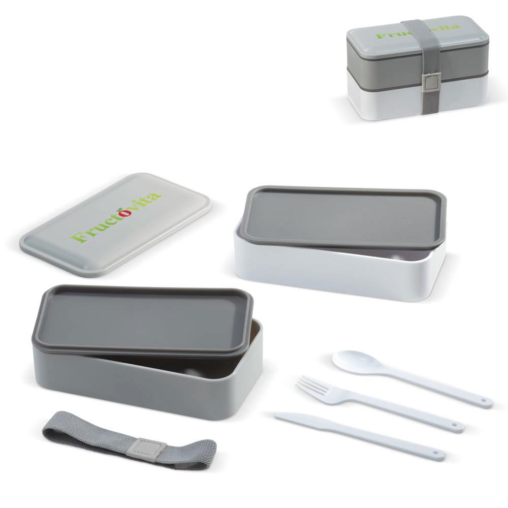 Lunchbox Bento met bestek 1250ml - met logo of onbedrukt bestellen