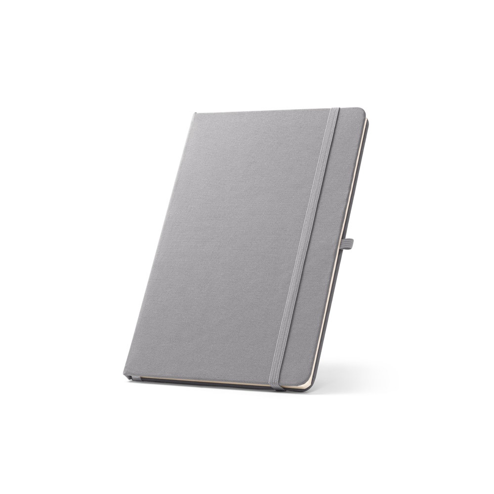 ANNE. A5 notitieblok in gerecycled polyester (100% rPET) met gelinieerde pagina's - kopen of bedrukken - Grijs