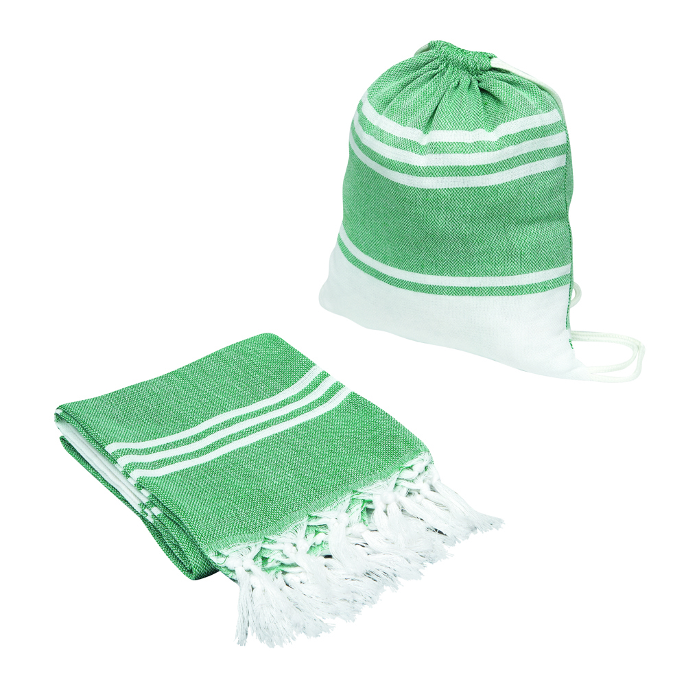 SUN & STEAM - Groot strandlaken/sauna handdoek - kopen of bedrukken - Groen, Wit