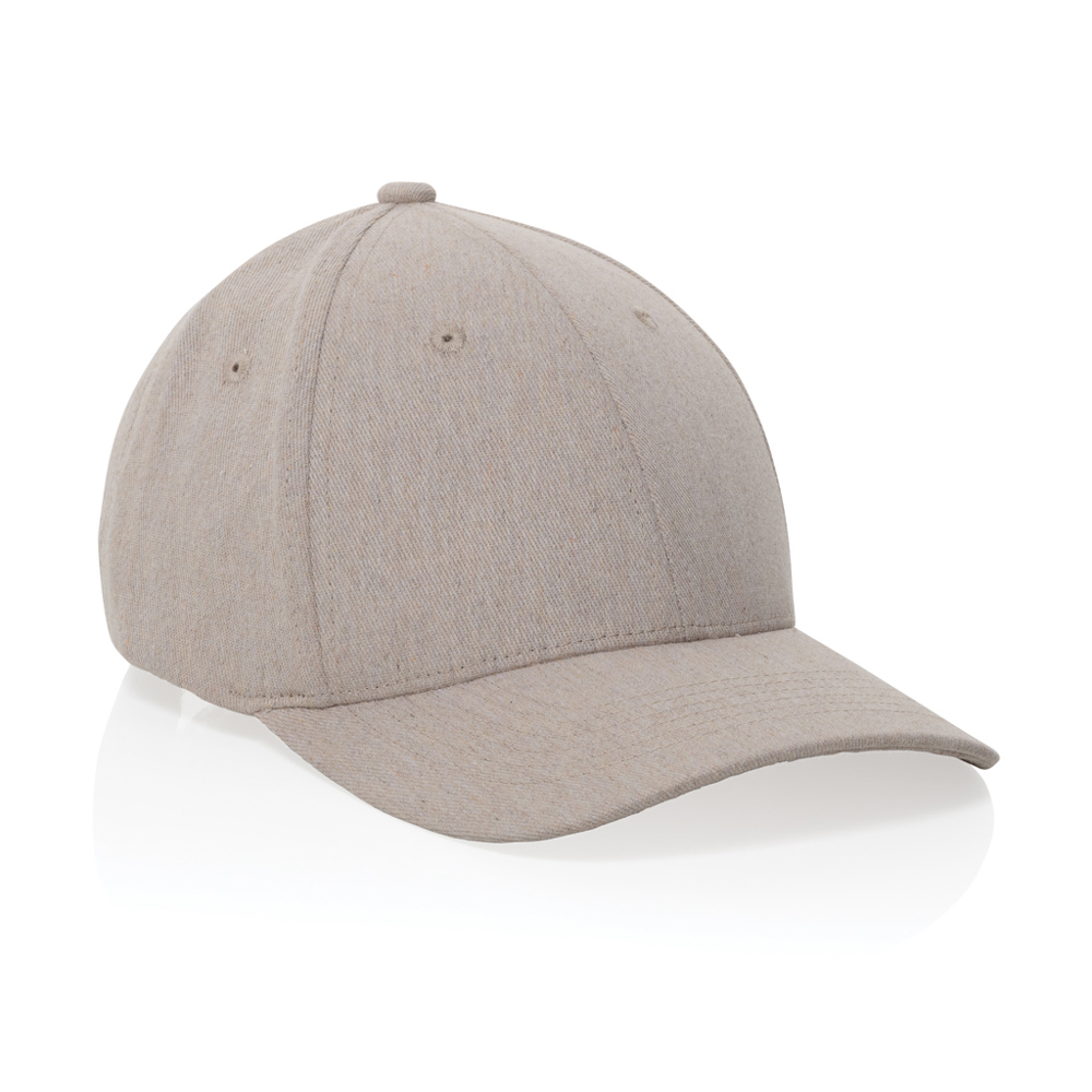 Milo AWARE™ recycled heather 6 paneel cap 200gr - met logo of onbedrukt bestellen - gebroken wit (± PMS Natural)