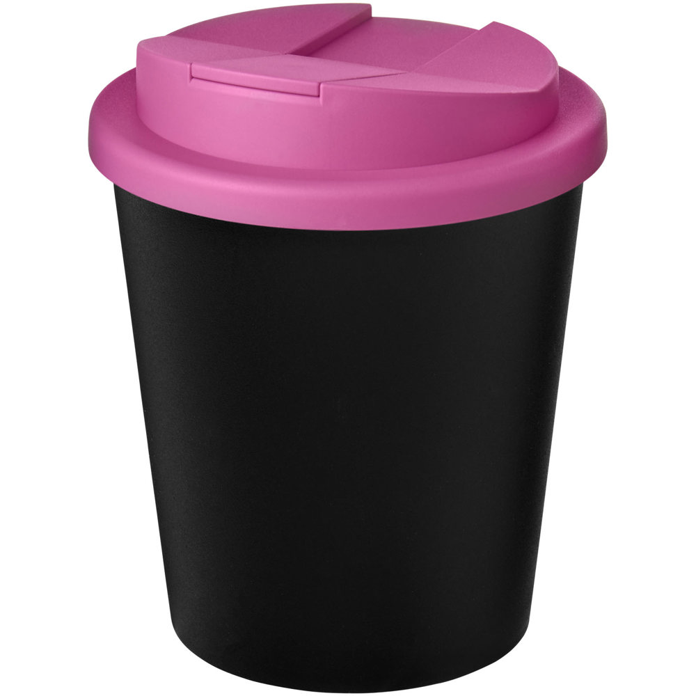 Americano® Espresso Eco 250 ml gerecyclede beker met knoeibestendig deksel - bedrukt of onbedrukt verkrijgbaar - Zwart, Magenta