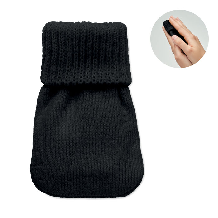 WARMMUFF - Handwarmer gebreid polyester - met logo of onbedrukt bestellen - Zwart
