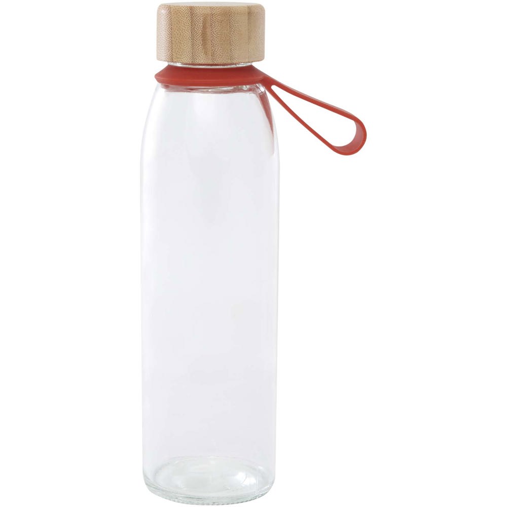 Porto 500 ml glazen waterfles met siliconen handgreep en bamboe deksel 