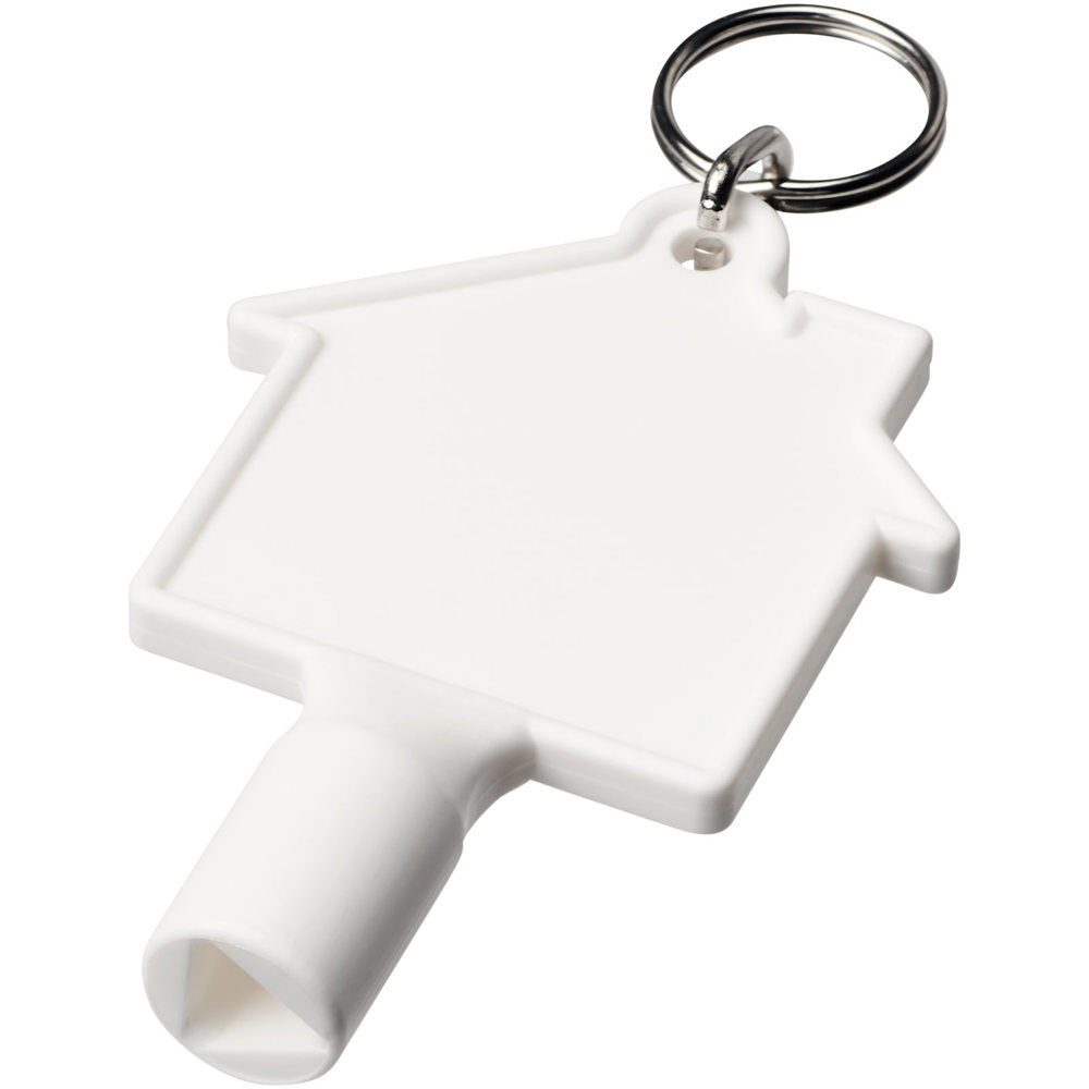 Maximilian huisvormige gerecyclede sleutelhanger voor hulpsleutel - met logo of onbedrukt bestellen