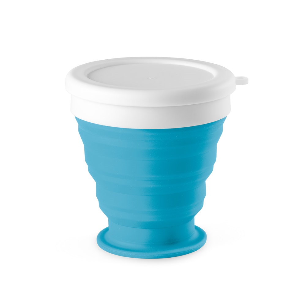 ASTRADA. Opvouwbare reisbeker van silicone en PP 250 mL - met logo of onbedrukt bestellen - Licht blauw