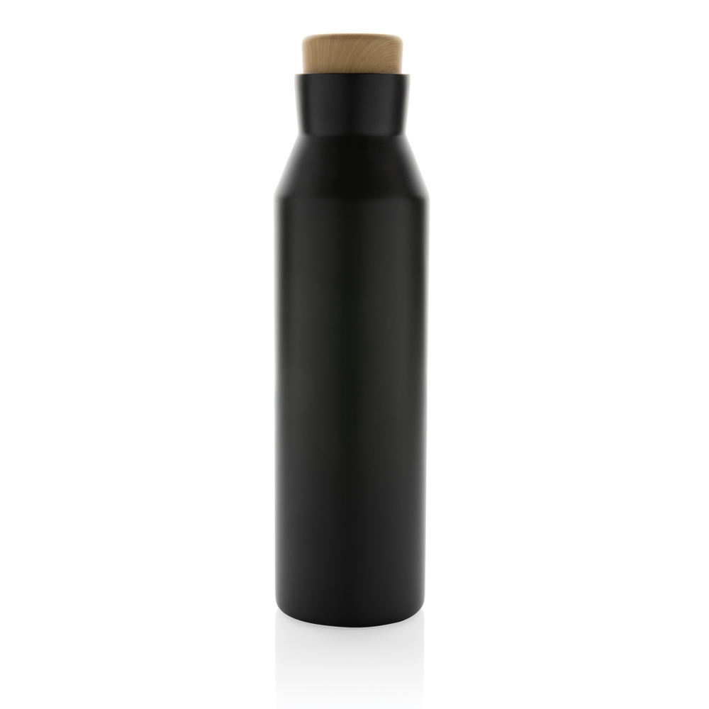 Gaia RCS-gecertificeerde gerecyclede rvs vacuümfles - kopen of bedrukken - zwart (± PMS Black)