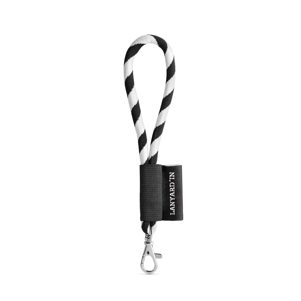 75090. Lanyard Tube Short Set. Standaard modellen - voor bedrijven en relatiegeschenken - Zwart, Wit