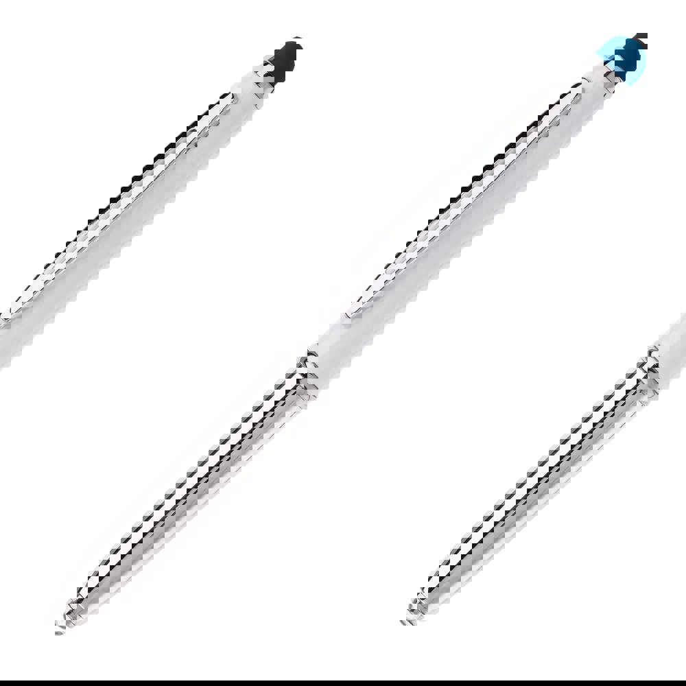 Balpen Shine stylus metaal - kopen of bedrukken - Wit / Donkerblauw