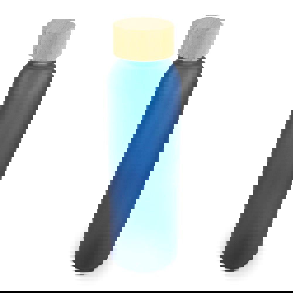 Waterfles glas & bamboe 500ml - bedrukt of onbedrukt verkrijgbaar - Donkerblauw