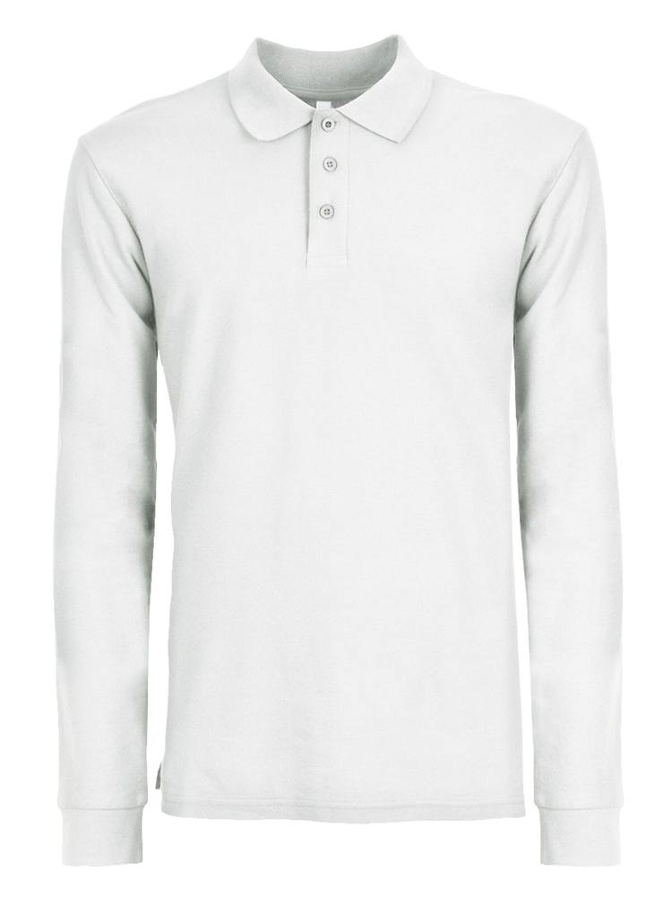 BS Evolution long sleeve polo, 180 gr/m² - voor bedrijven en relatiegeschenken - Wit (WHITE)