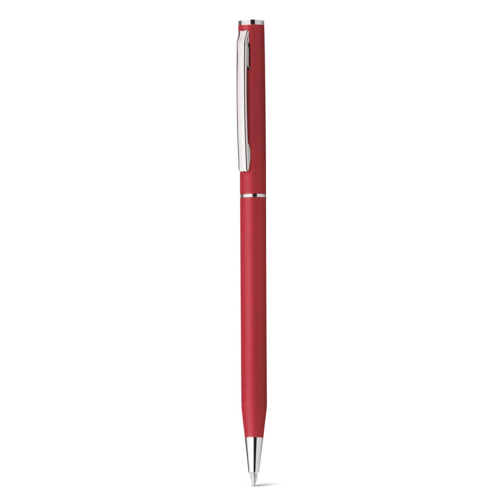 LESLEY METALLIC. Aluminium balpen met clip en draaimechanisme - kopen of bedrukken - rood