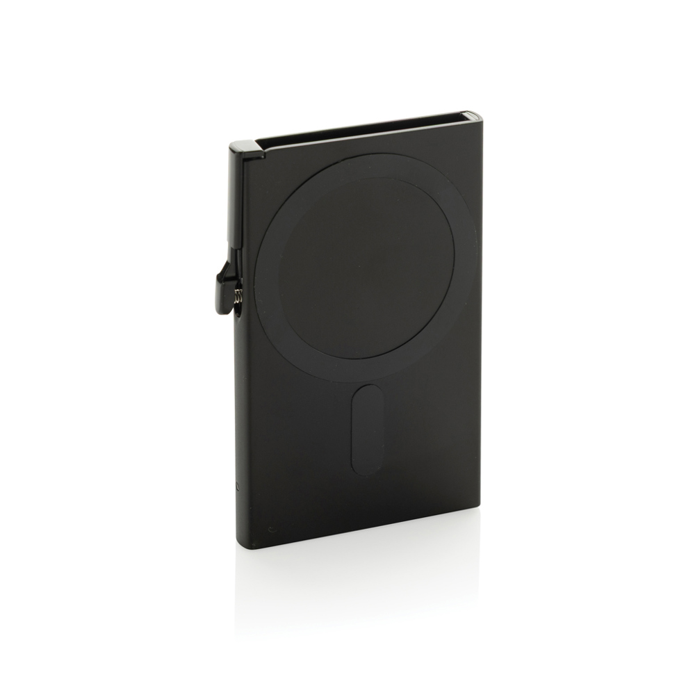 Standard aluminium RFID magnetic telefoon kaarthouder - met logo of onbedrukt bestellen - zwart (± PMS Black)