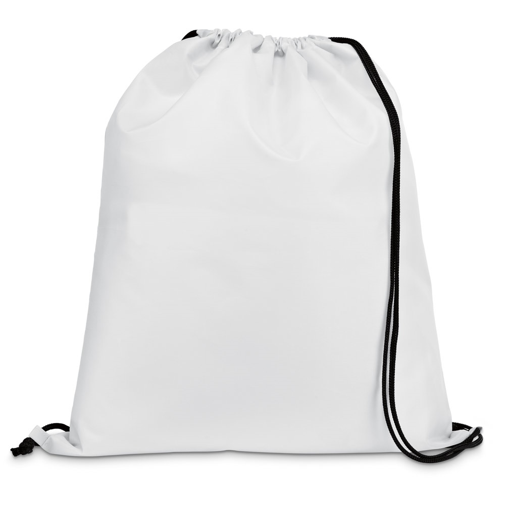 CARNABY. 210D rugzak met zwarte trekkoorden - kopen of bedrukken - Wit