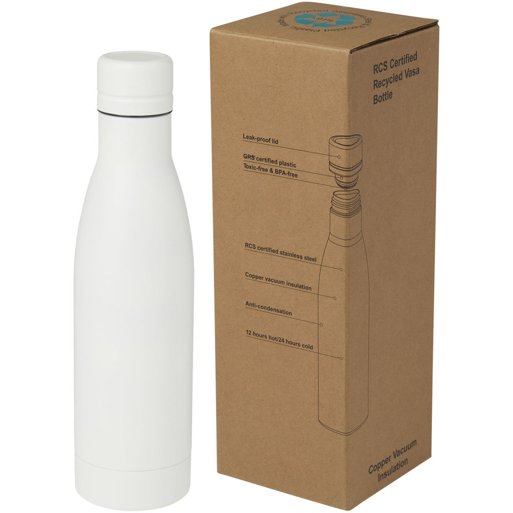 Vasa 500 ml RCS-gecertificeerde gerecyclede roestvrijstalen koperen vacuümgeïsoleerde fles - voor bedrijven en - Wit