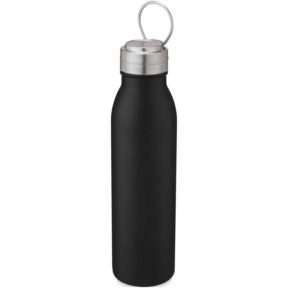 Harper 700 ml roestvrijstalen drinkfles met metalen lus - voor bedrijven en relatiegeschenken - zwart