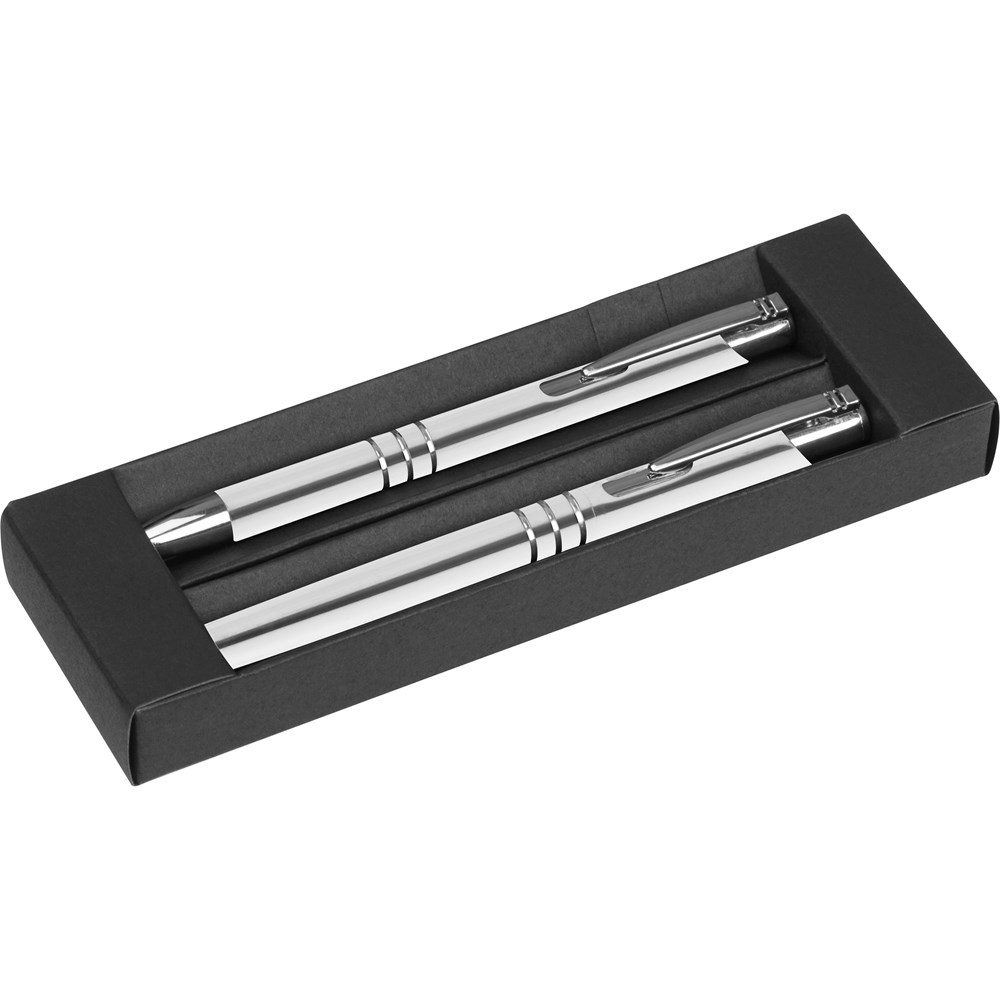 Aluminium schrijfset met een pen en rollerbal