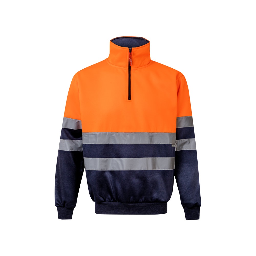 VL THOR LARGE. Tweekleurig sweatshirt (300g/m²) van polyester fleece (100%) - voor bedrijven en - Marineblauw, Oranje