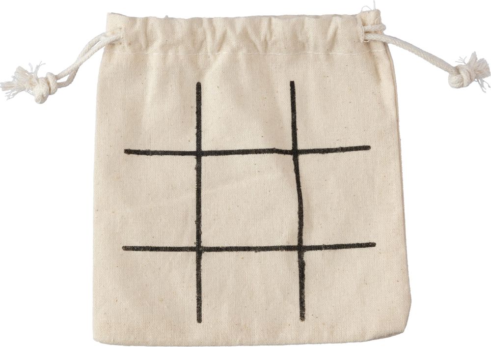 Natuurlijk houten tic-tac-toe spel Waltraud - met logo of onbedrukt bestellen - khaki (écru)
