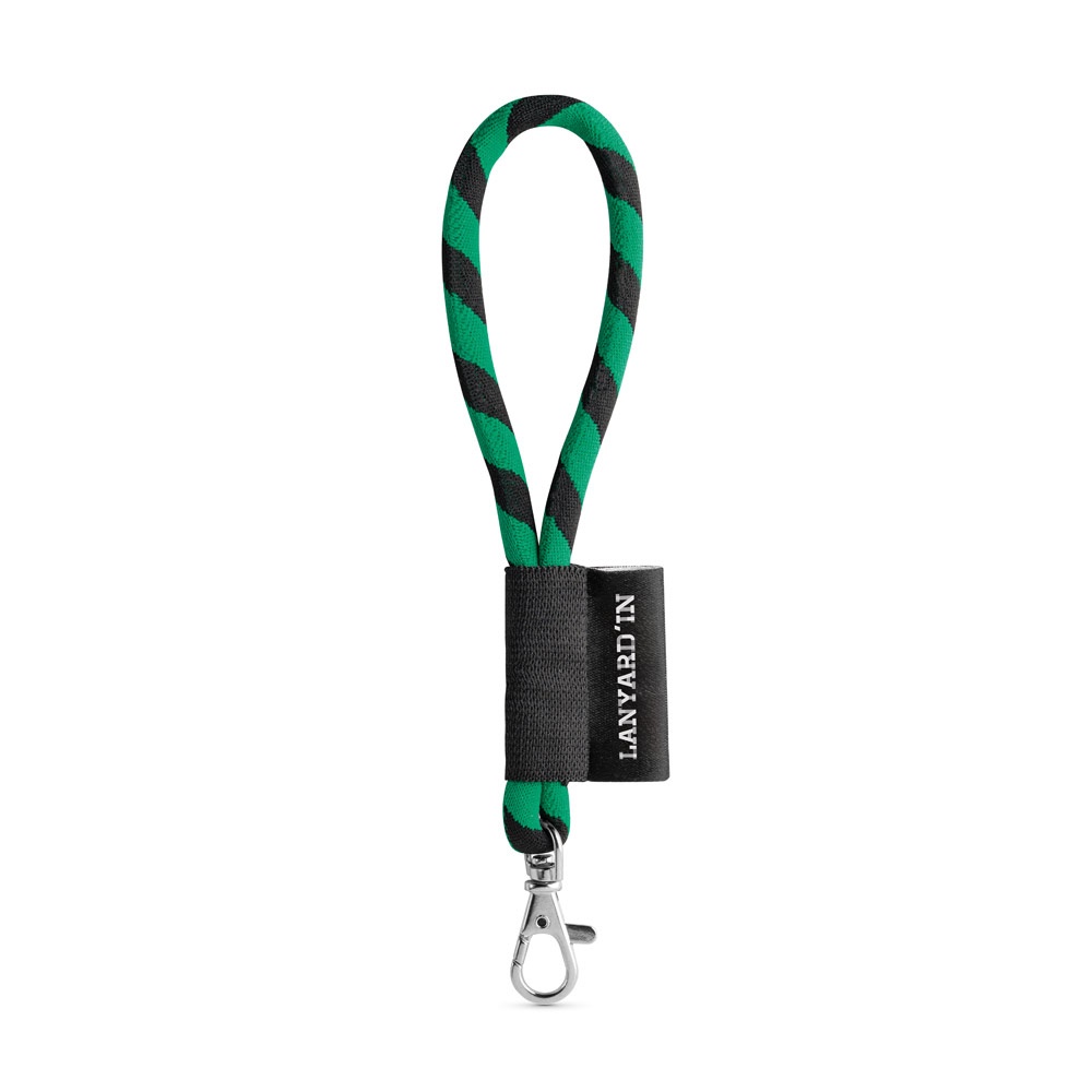 75090. Lanyard Tube Short Set. Standaard modellen - voor bedrijven en relatiegeschenken - Zwart, Groen