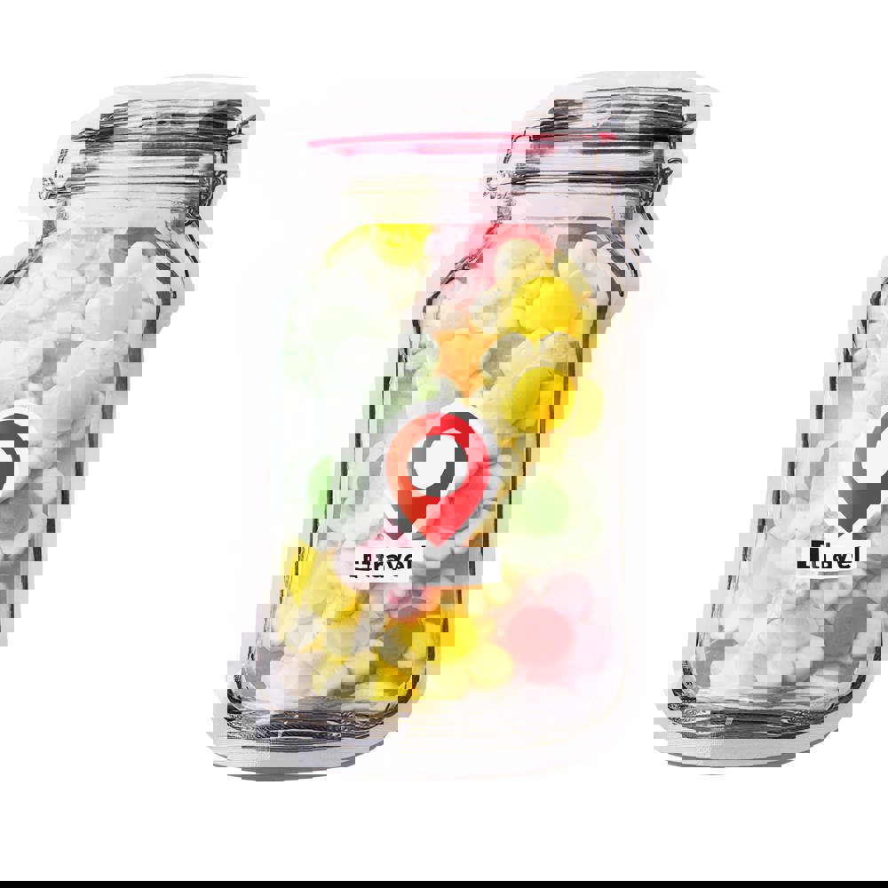 Mailing "weckpot" midi gevuld met snoep - met logo of onbedrukt bestellen - Transparant