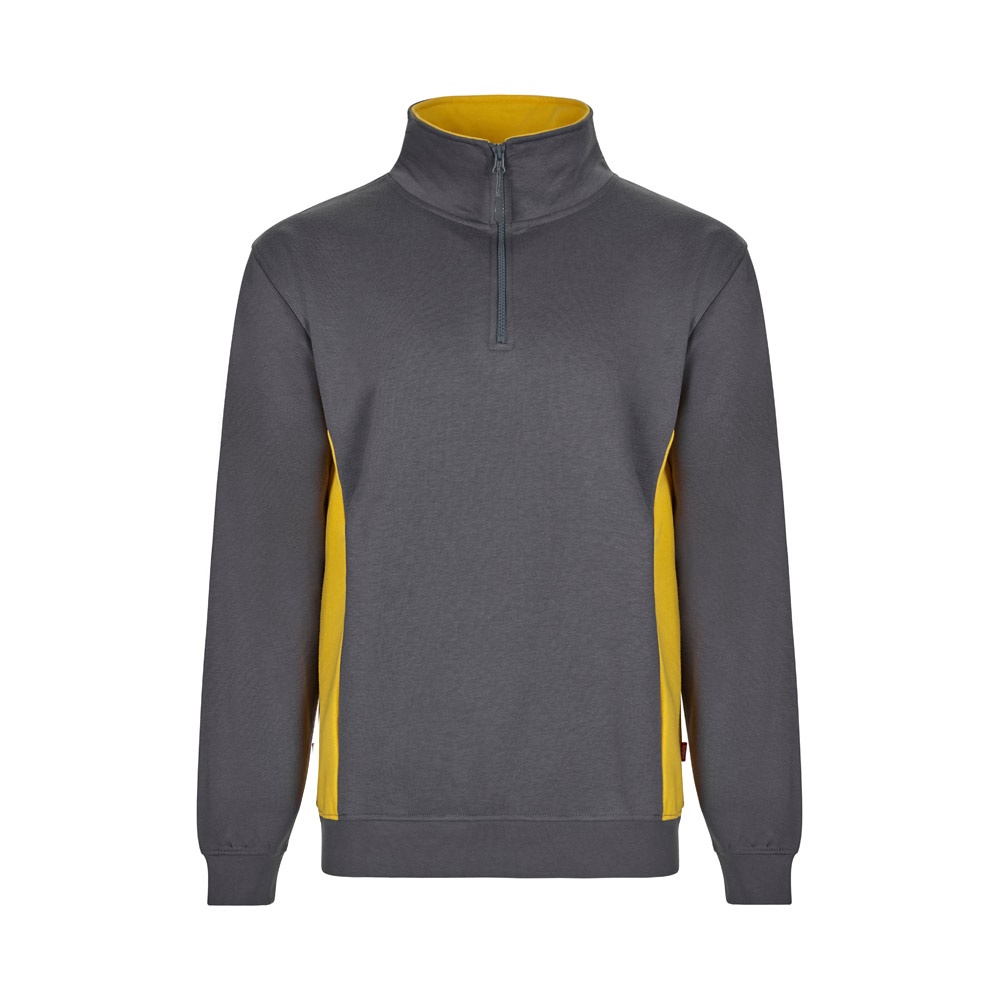 VL SVAROG. Tweekleurig sweatshirt van badstof (260g/m²), van polyester (65%) en katoen (35%) - voor bedrijven - Grijs, Geel