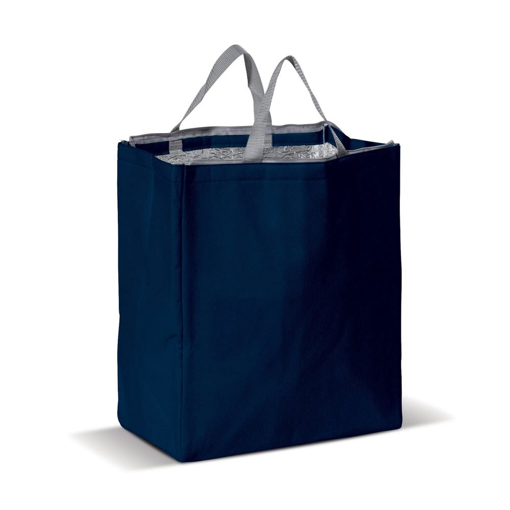 Koeltas non-woven 32.5 x 19.5 x 39 cm, 100 g/m² - bedrukt of onbedrukt verkrijgbaar - donkerblauw