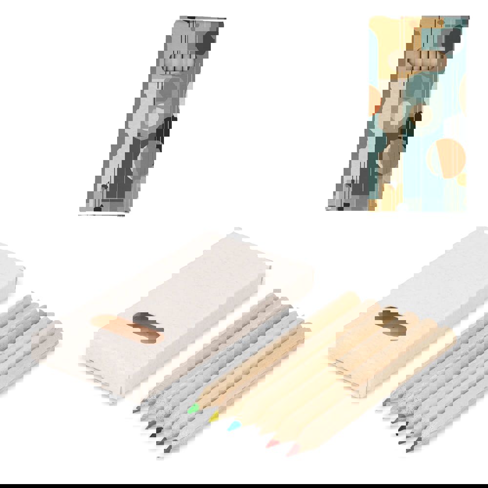 6 kleurpotloden in gerecycled melkpakken doosje - met logo of onbedrukt bestellen