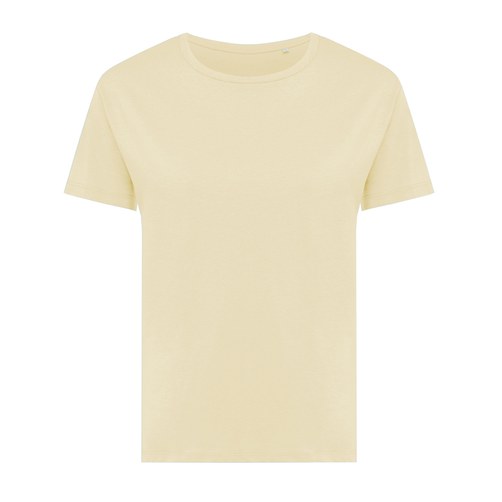 IQONIQ Yala dames lichtgewicht gerecycled katoen t-shirt - bedrukt of onbedrukt verkrijgbaar - cream yellow (± PMS 12-0717 TCX)