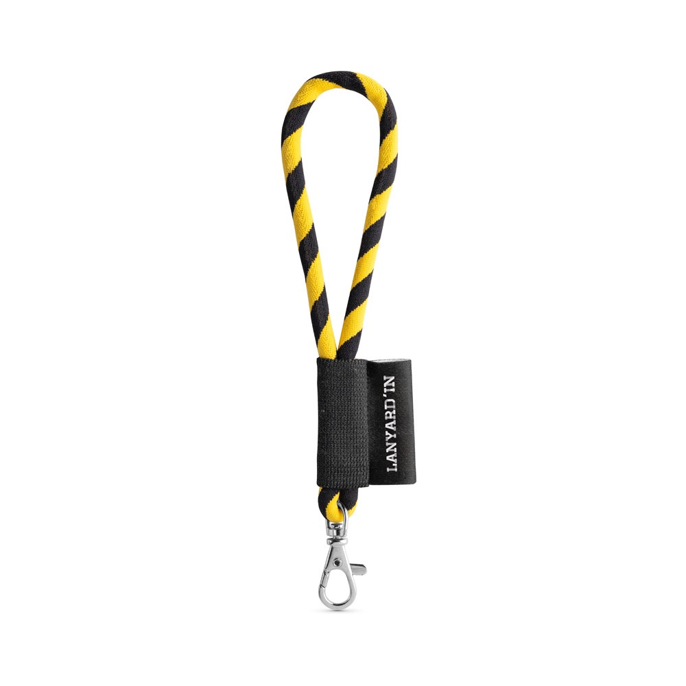 75090. Lanyard Tube Short Set. Standaard modellen - voor bedrijven en relatiegeschenken - Zwart, Geel