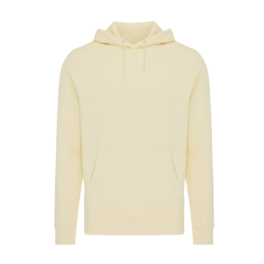 IQONIQ Rila lichtgewicht gerecycled katoen hoodie - bedrukt of onbedrukt verkrijgbaar - cream yellow (± PMS 12-0717 TCX)