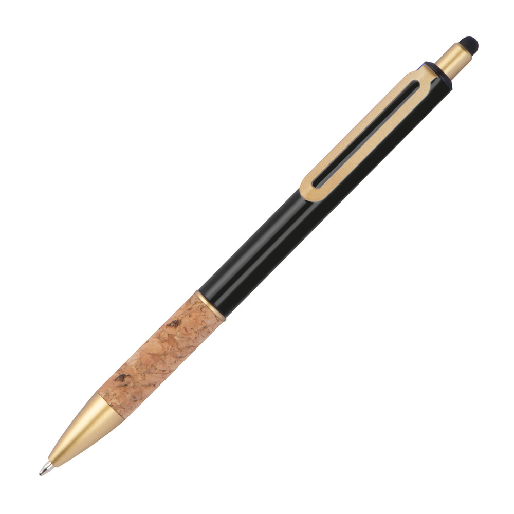 Pen met grip van kurk - bedrukt of onbedrukt verkrijgbaar - Zwart