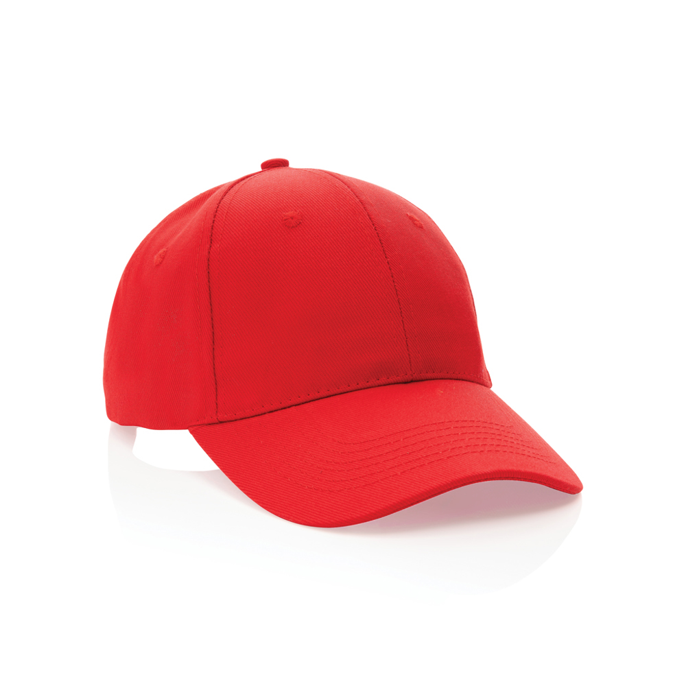 Impact AWARE™ 6 panel 280gr gerecycled katoenen cap - voor bedrijven en relatiegeschenken - rood (± PMS Red 032)