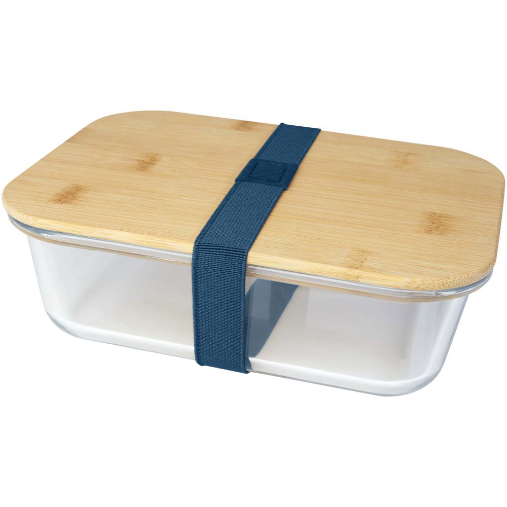 Roby 1000 ml glazen lunchbox met bamboe deksel - bedrukt of onbedrukt verkrijgbaar - Hale blauw