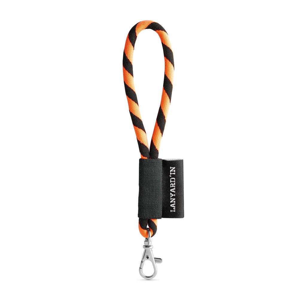 75090. Lanyard Tube Short Set. Standaard modellen - voor bedrijven en relatiegeschenken - Zwart, Oranje