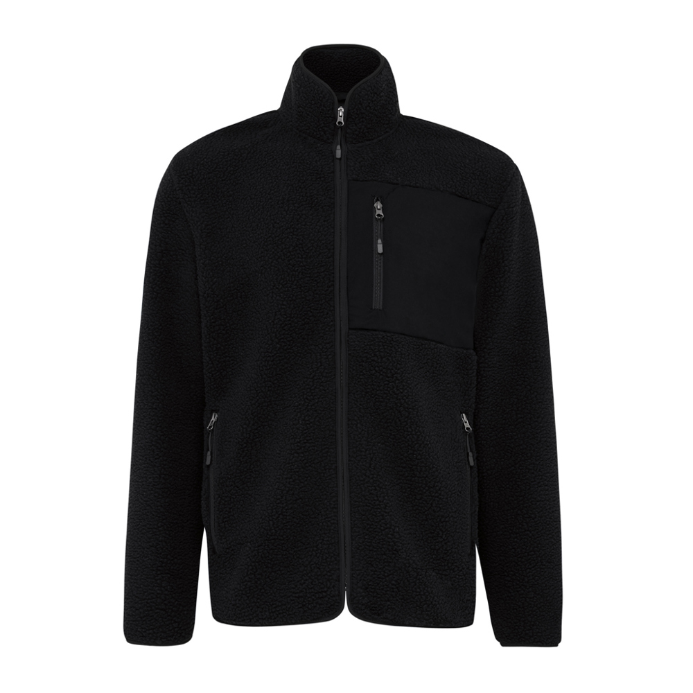 IQONIQ Diran gerecycled polyester pile-fleece jas - voor bedrijven en relatiegeschenken - zwart (± PMS Black)