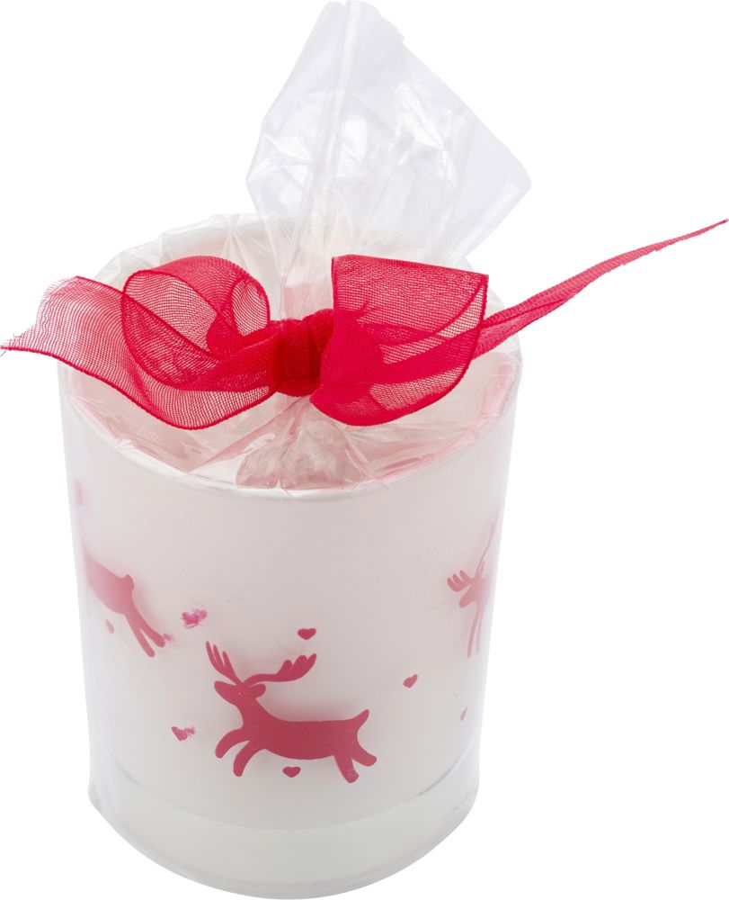 Glazen kaarsenhouder met kerstdecoratie Kirsten - bedrukt of onbedrukt verkrijgbaar - Wit